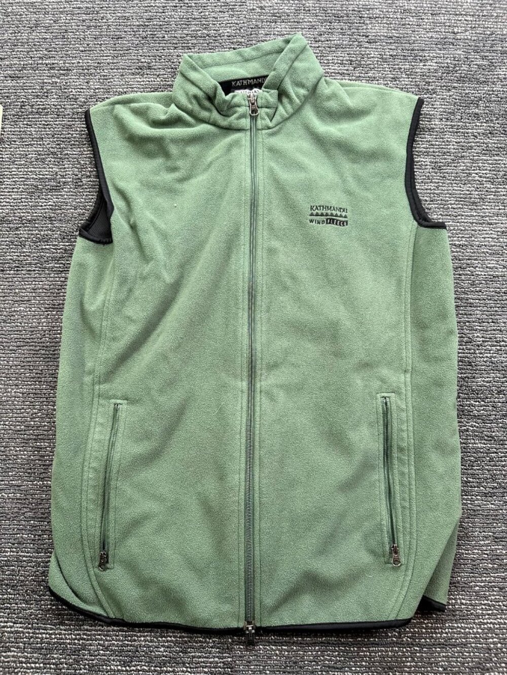 Kathmandu Wind Fleece Mens S Green Full Zip Vest Outdoor Hiking Gilet